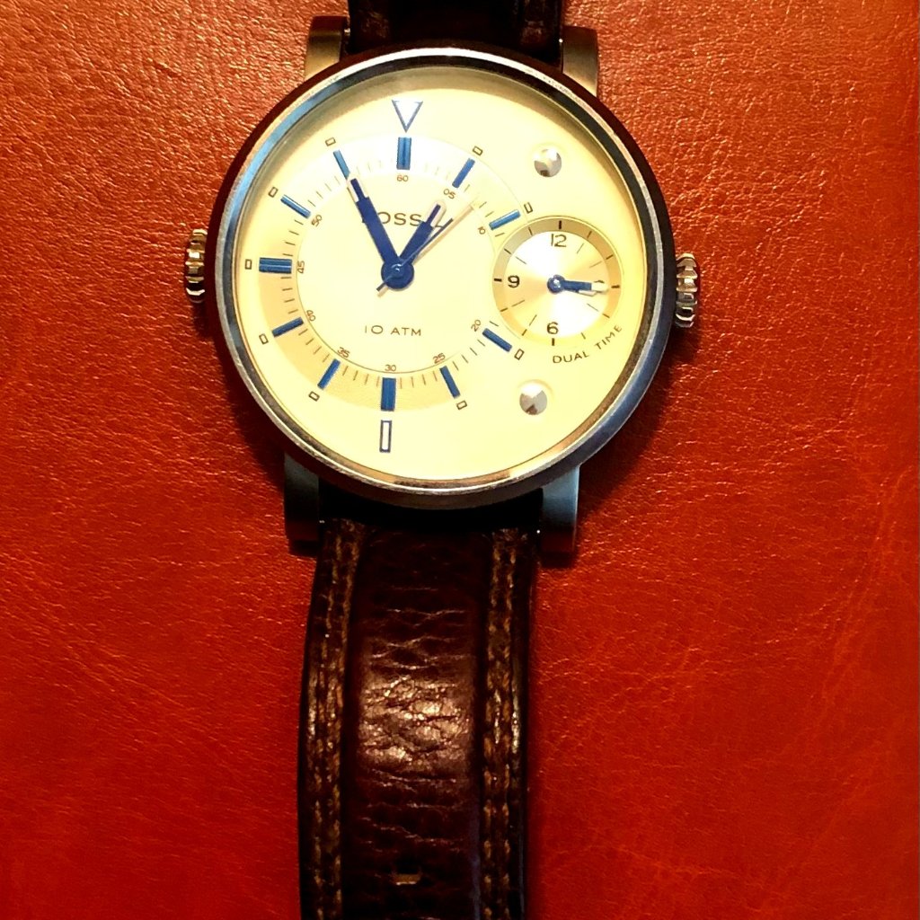 Fossil  Arkitekt Dual Time Brown Leather Strap Mens Watch